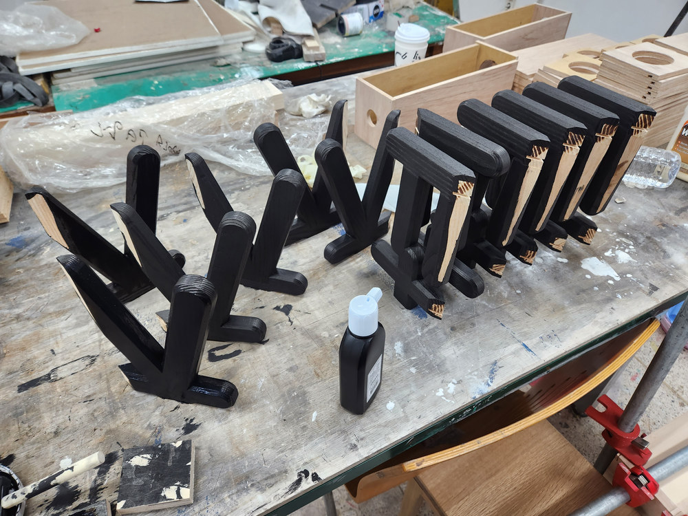 Flower stool, Legs cut as letters